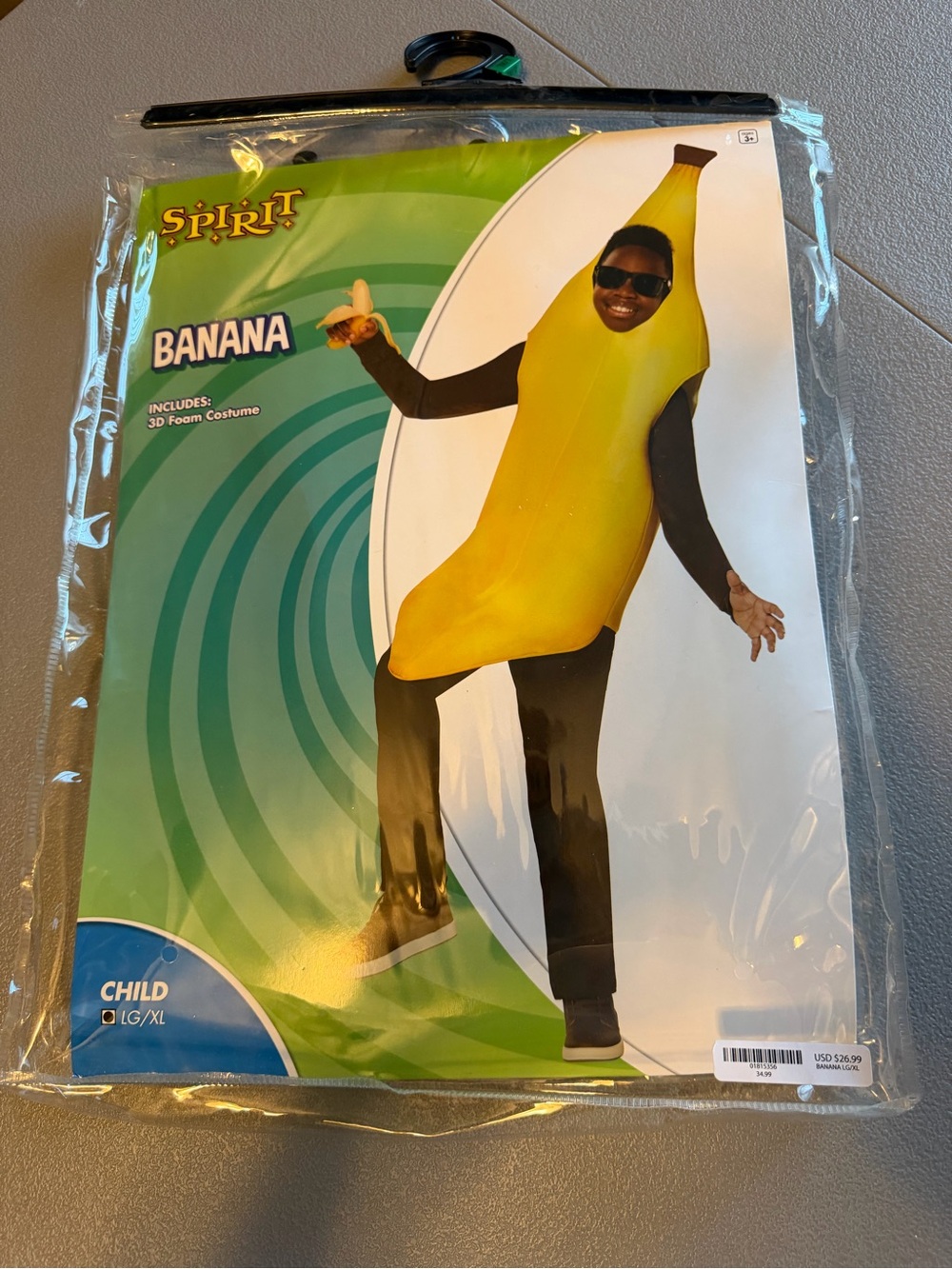 Spirit Kids Banana Costume - Yellow size Large